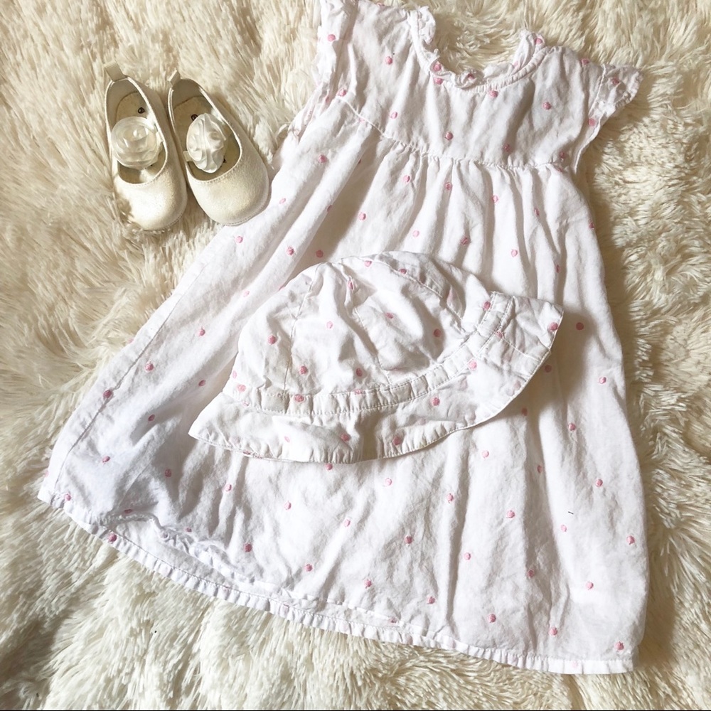 White Cotton Dress with Matching Hat